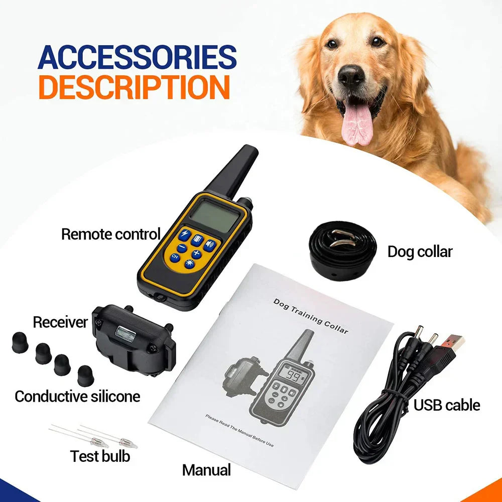 Long Range Waterproof Dog Training Collar With Rechargeable Remote