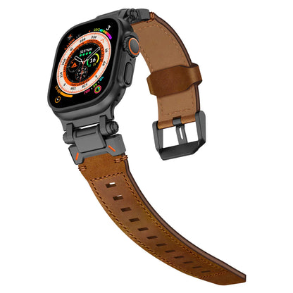 Stylish Leather Band with Metal Clip for Apple Watch