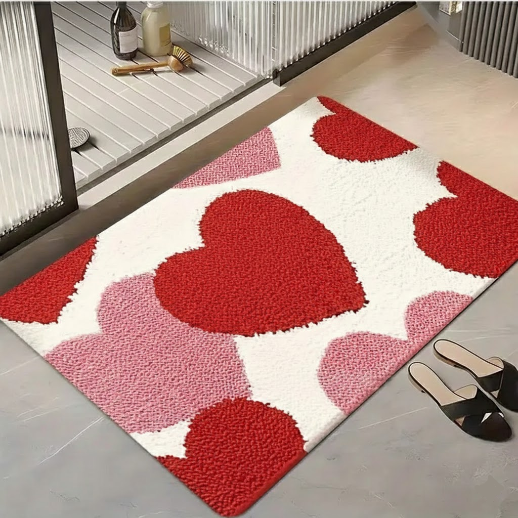 Colorful Heart Design Anti Slip Entry Mat