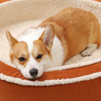 Comfy Soft Round Pet Bed Orthopedic Non Slip Bottom