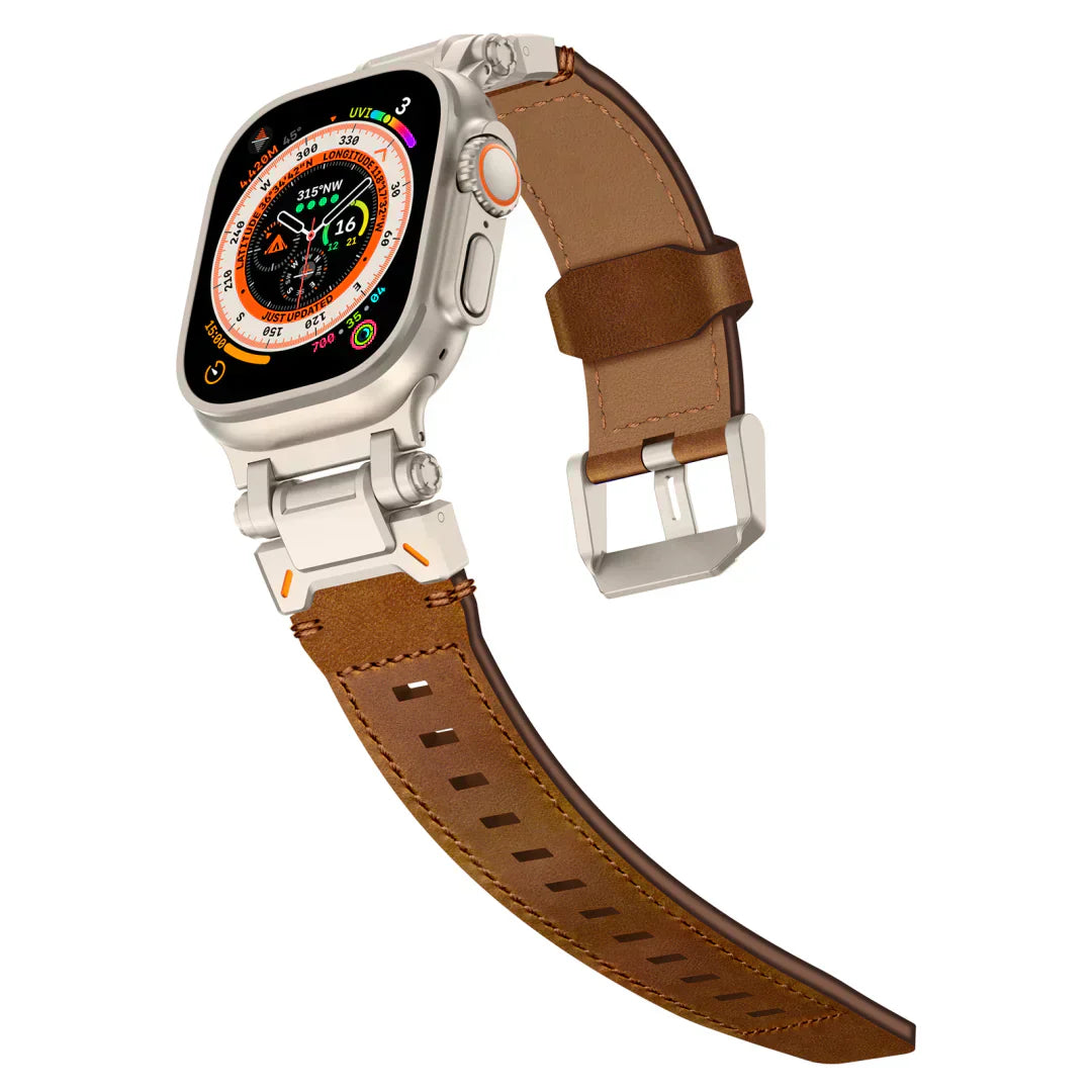 Stylish Leather Band with Metal Clip for Apple Watch