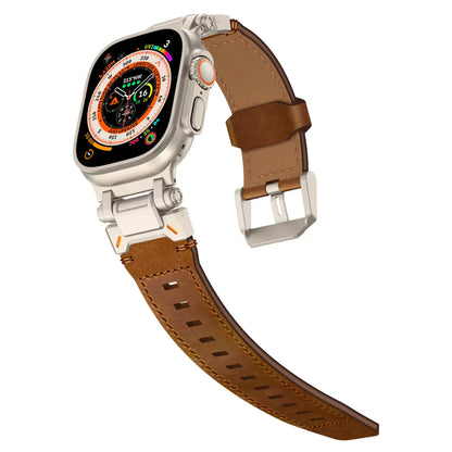 Stylish Leather Band with Metal Clip for Apple Watch