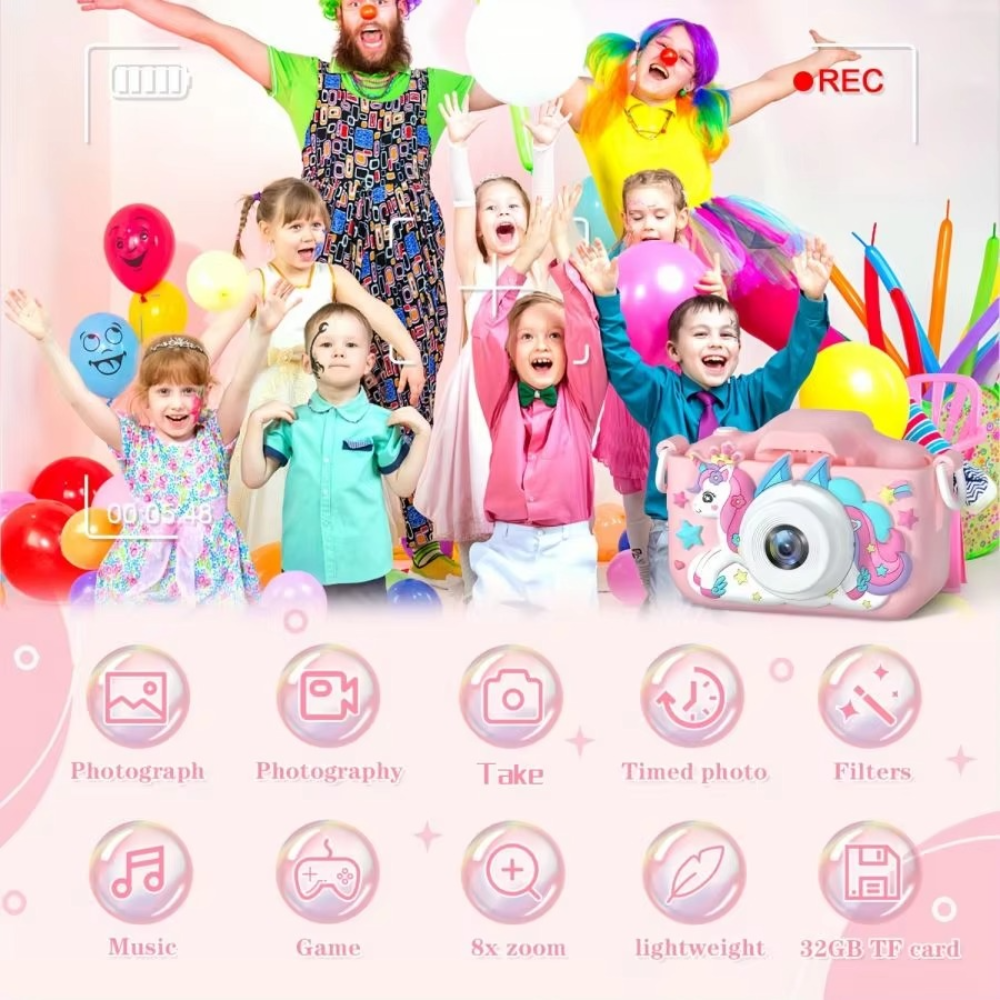 Fun Kids Digital Camera with 32GB and Rechargeable Battery
