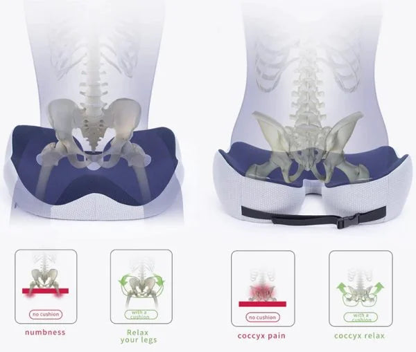 Contoured Gel Seat Cushion for Back Pain Support