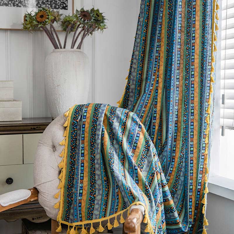 Vibrant Beaded Sheer Window Curtains