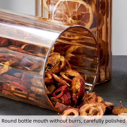 Warm Glass Storage Jars 3-Pack with Gold Tops