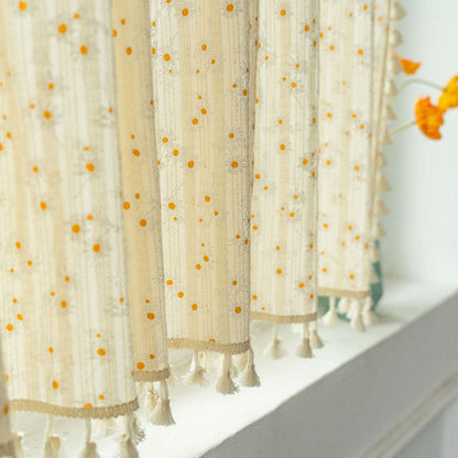 Natural Floral Layered Curtain in Soft Cotton Blend