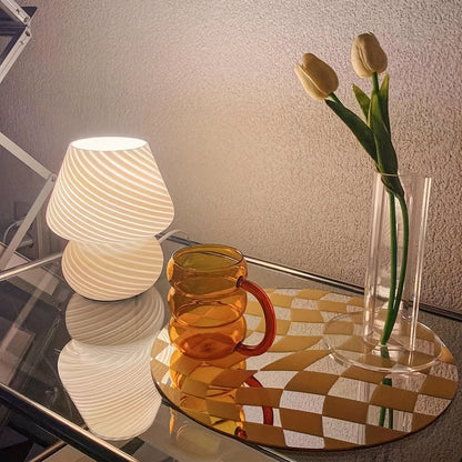 Colorful Glass Mushroom Desk Lamp | USB Adjustable Light