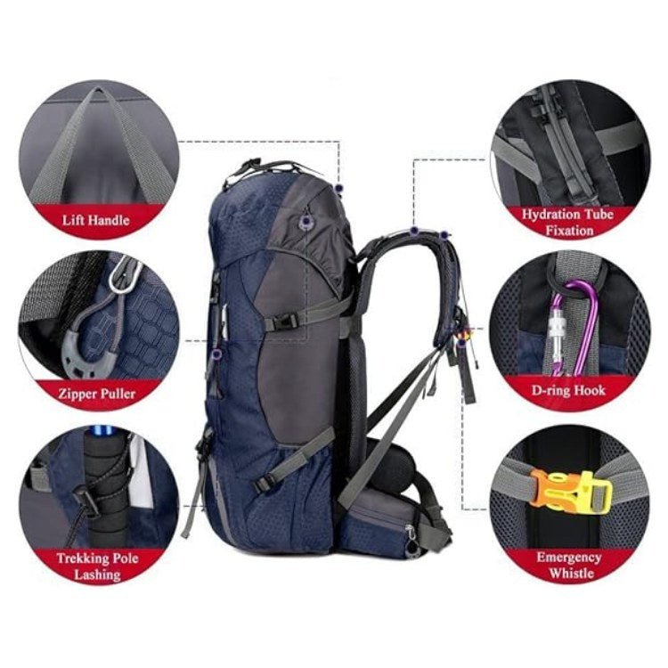 Waterproof 60L Hiking Backpack, Ultra Light, Comfort Fit