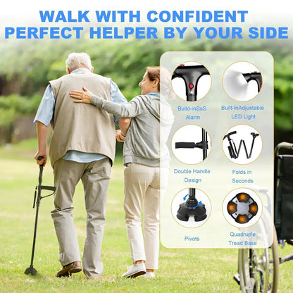 Portable LED Folding Walking Stick for Daily Support