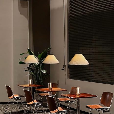 Creamy Fabric Shade Pendant Ceiling Light
