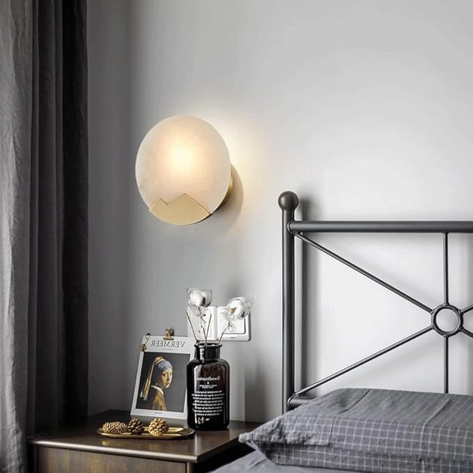 Modern Marble LED Wall Lamp With Gold Trim