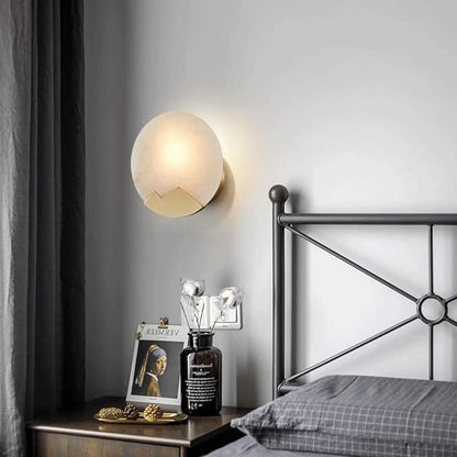 Modern Marble LED Wall Lamp With Gold Trim