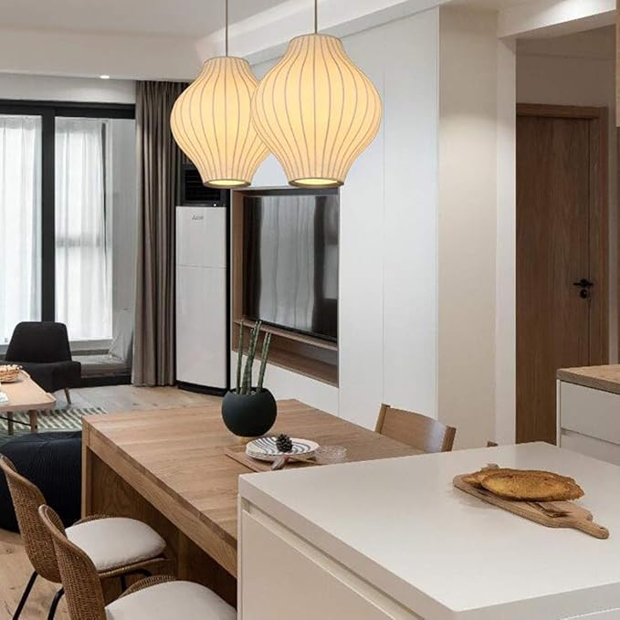 Luxury Metal and Silk Hanging Lamp