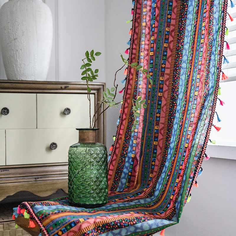 Vibrant Beaded Sheer Window Curtains