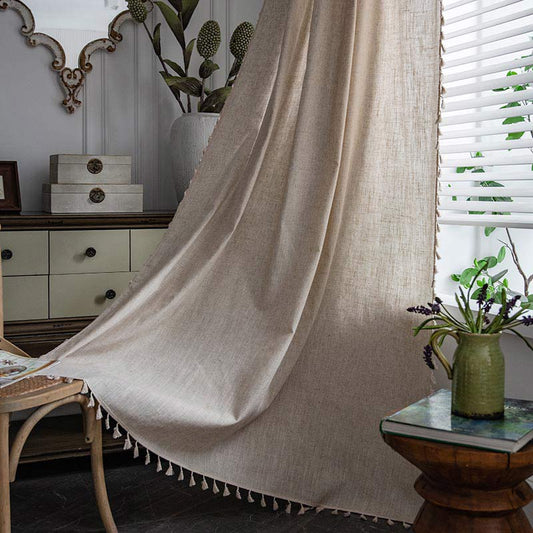 Rustic Fringe Off White Sheer Curtain - Lusomart