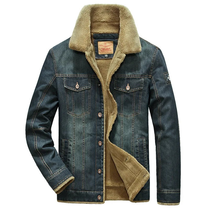 Classic Blue Jacket with Warm Fleece Inside - Lusomart