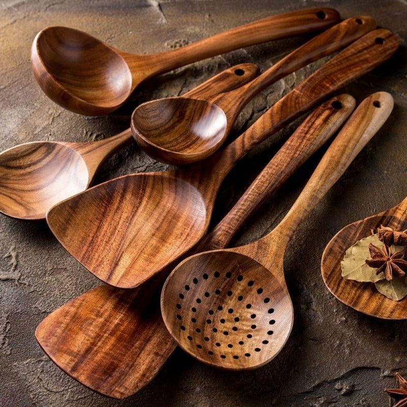 Natural Wood Cooking Utensil Set