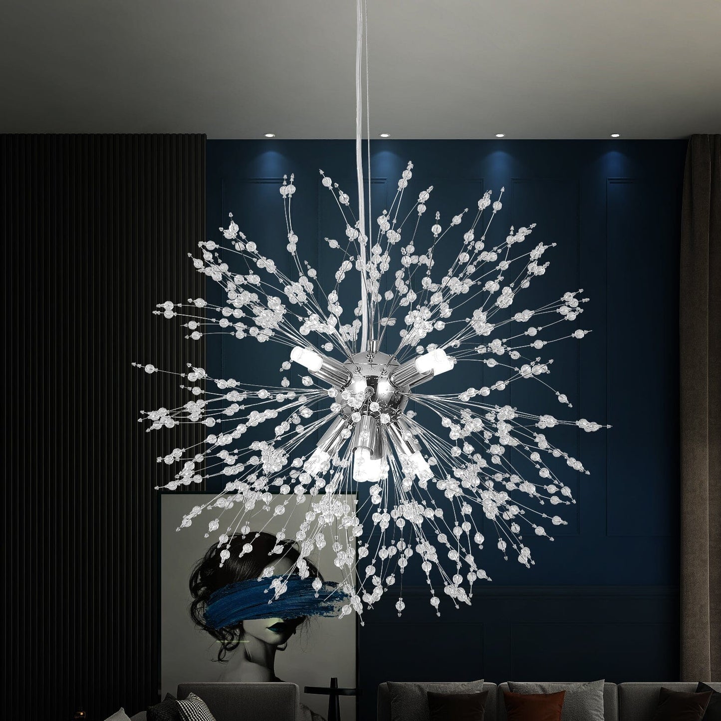 Luxurious Crystal Floral Pendant Light Fixture