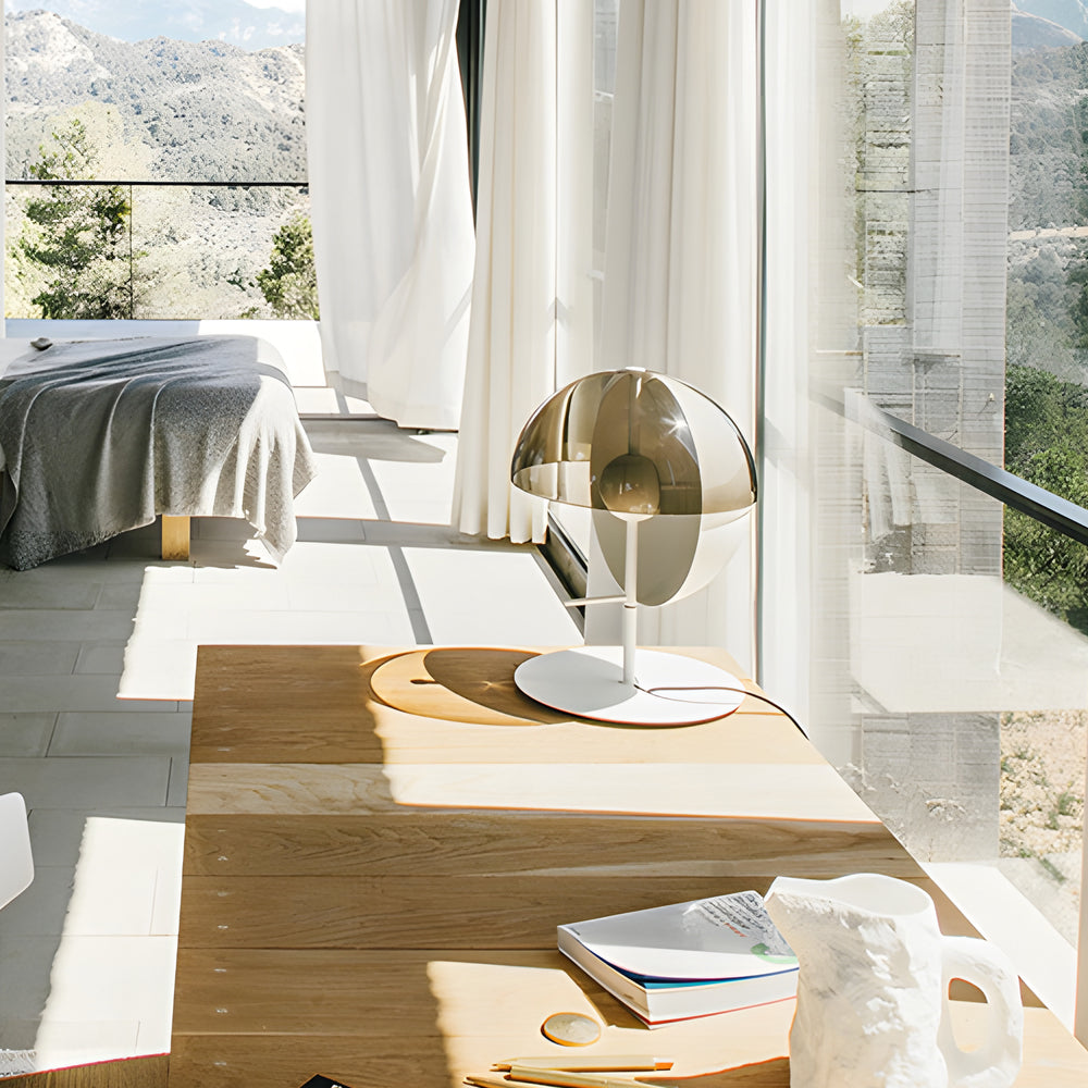 Tall Glass Table Lamp with Smoky Shade