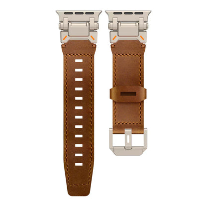 Stylish Leather Band with Metal Clip for Apple Watch