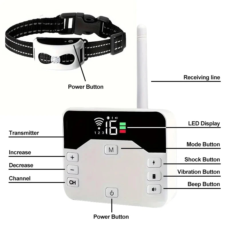 Advanced Wireless Dog Fence Training Collar System
