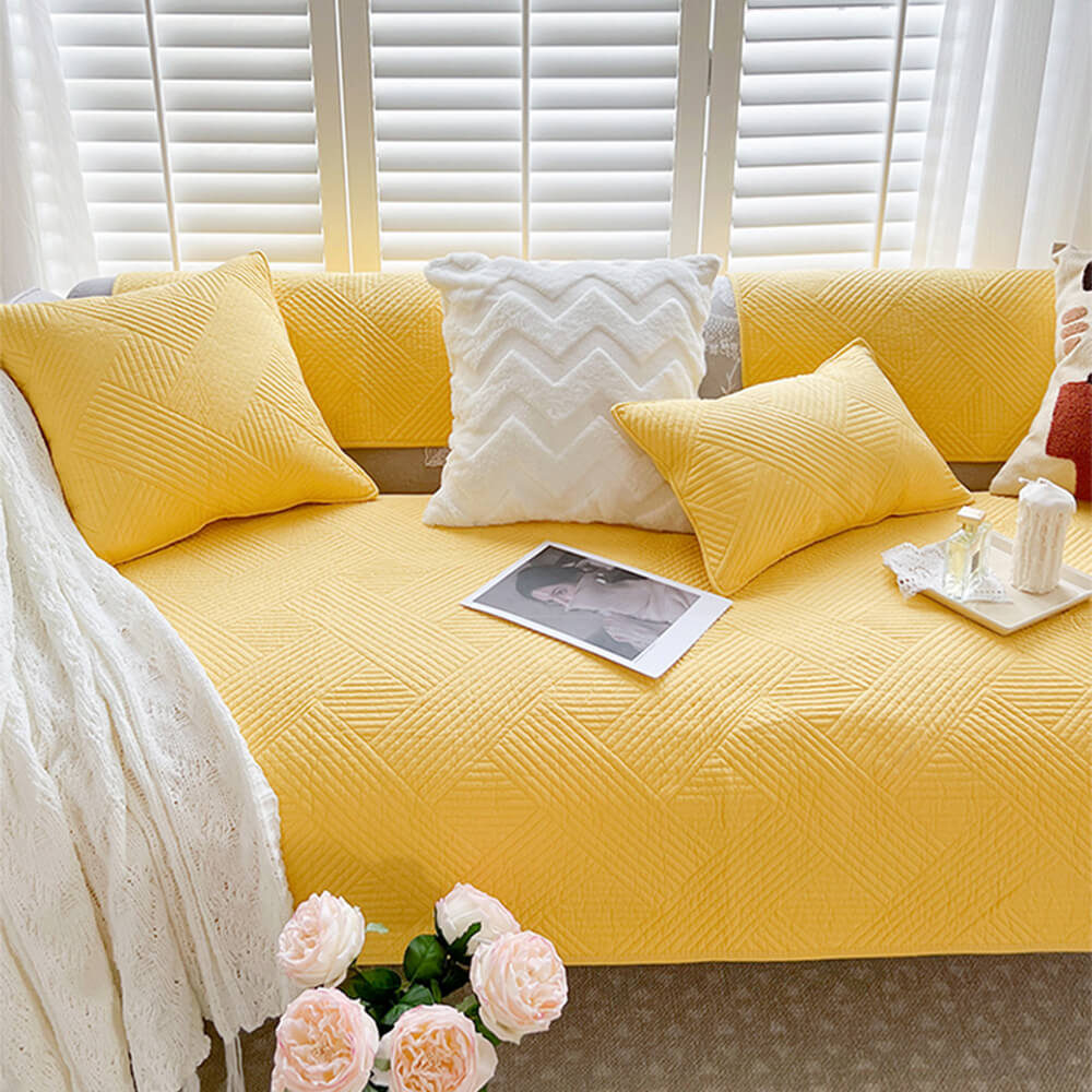 Simple Neutral Fabric Sofa Slipcover