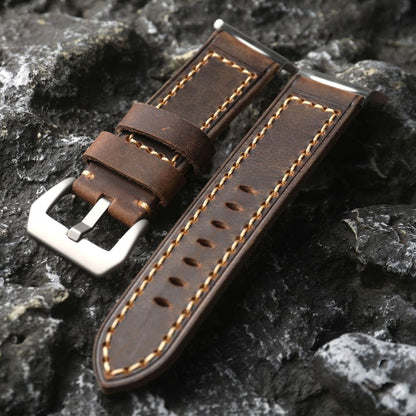 Leather Smartwatch Strap - Brown Genuine Wristband