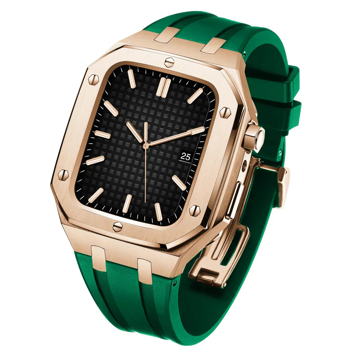 Durable Silicone and Stainless Steel Apple Watch Case