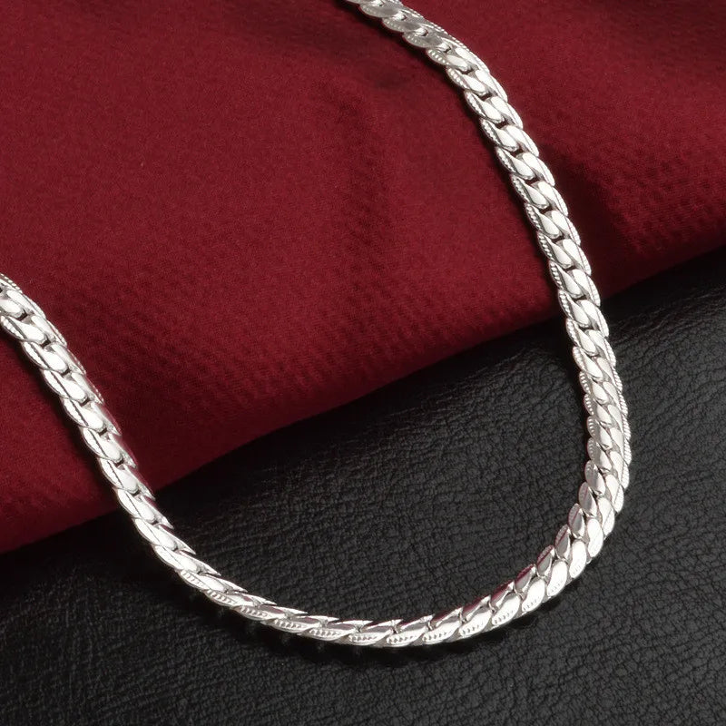 Elegant 925 Silver Chain Necklace For Women Bride
