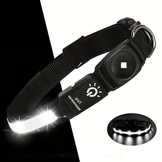 Waterproof LED Pet Dog Collar With Tracker Slot - Lusomart