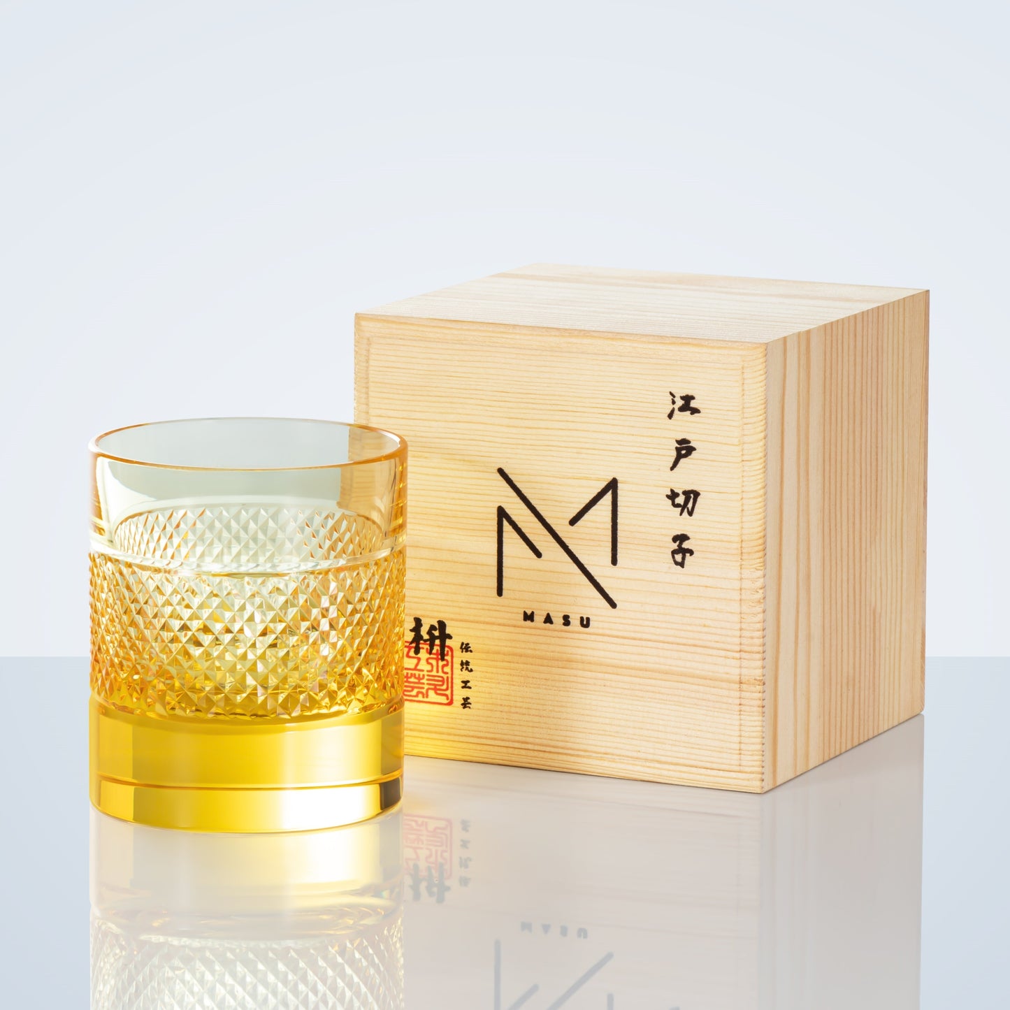 Colorful Diamond Whisky Glasses Set with Wooden Gift Box
