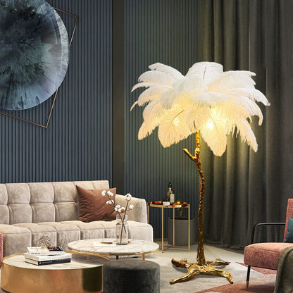Delicate White Feather Floor Lamp
