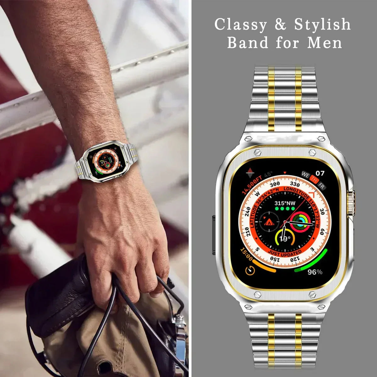 Durable Metal Watch Band with Clear Cover