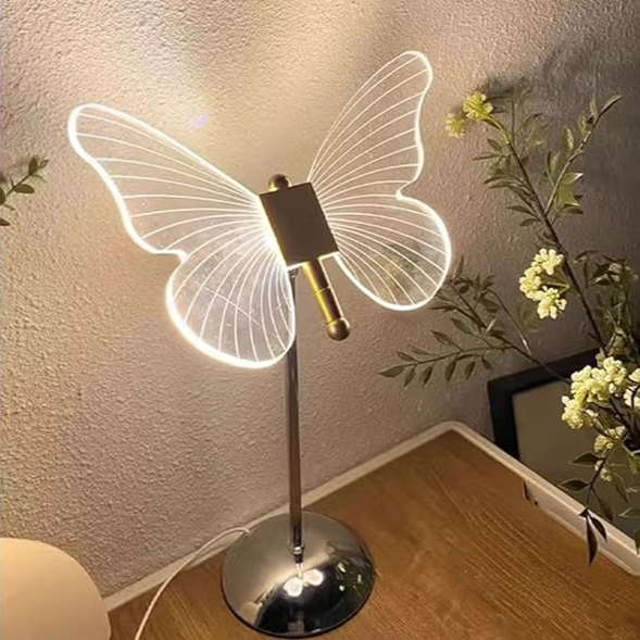 Elegant Glass Butterfly LED Bedside Table Lamp - Lusomart