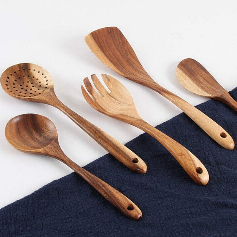 Natural Wood Cooking Utensil Set