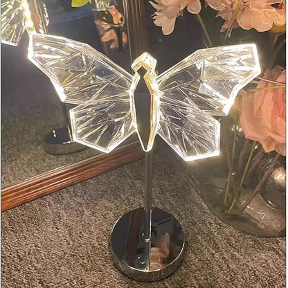 Elegant Glass Butterfly LED Bedside Table Lamp