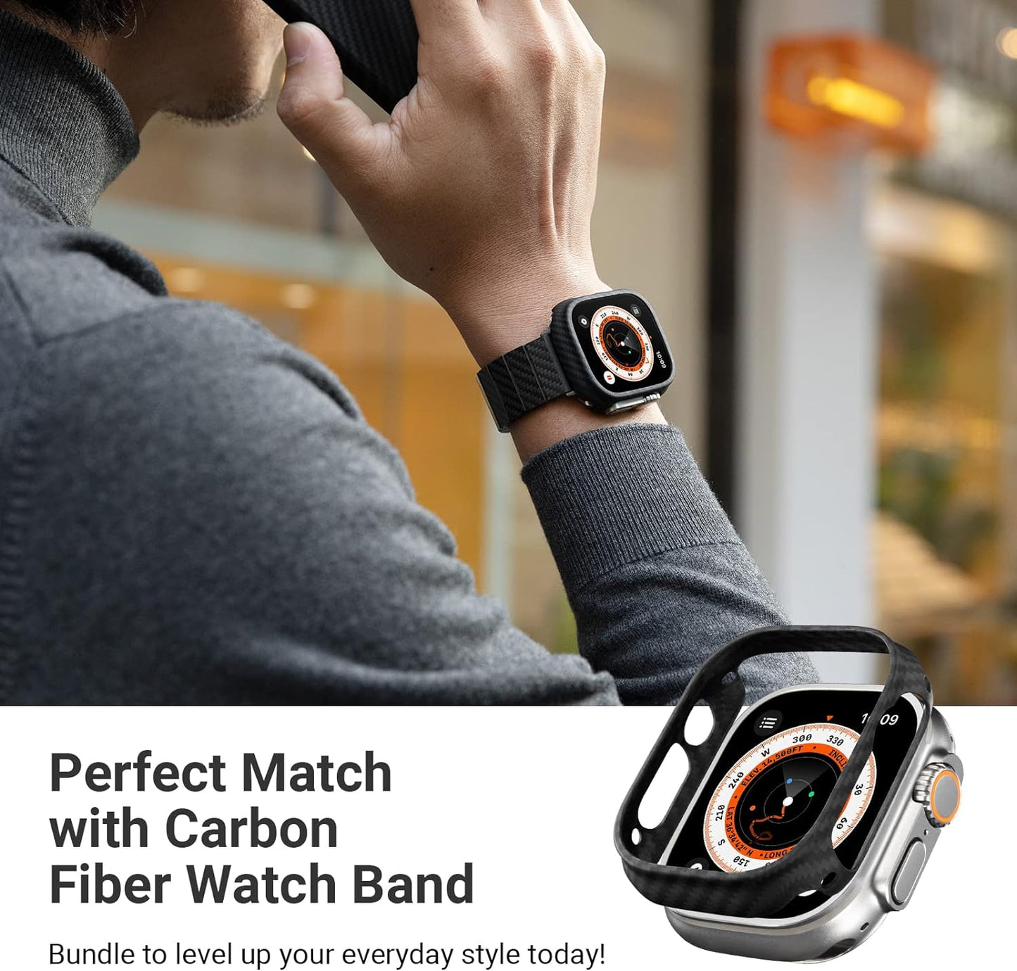 Thin Carbon Fiber Smart Watch Band with Durable Cover