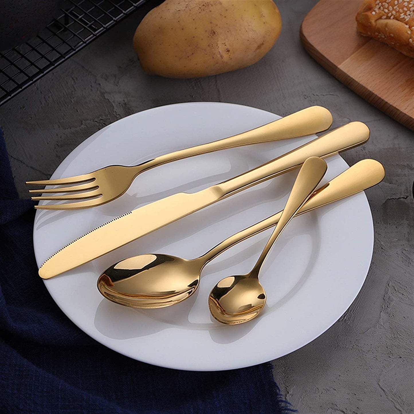 Luxury Gold Coated Stainless Steel Flatware Set