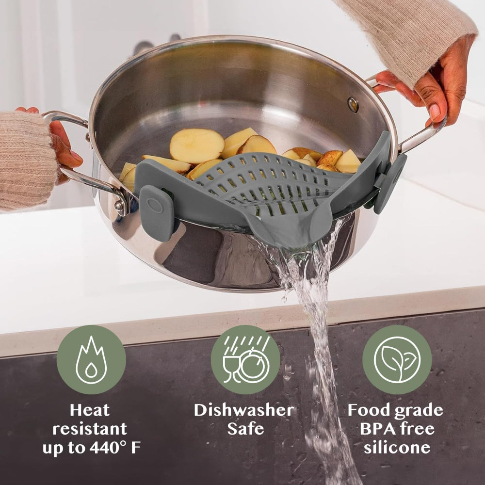 Silicone Pot Colander Clip On Kitchen Strainer