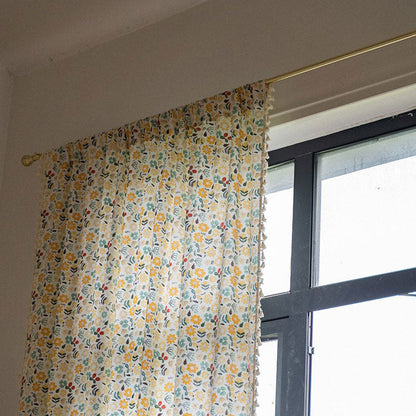 Bright Floral Sheer White Curtain Panel