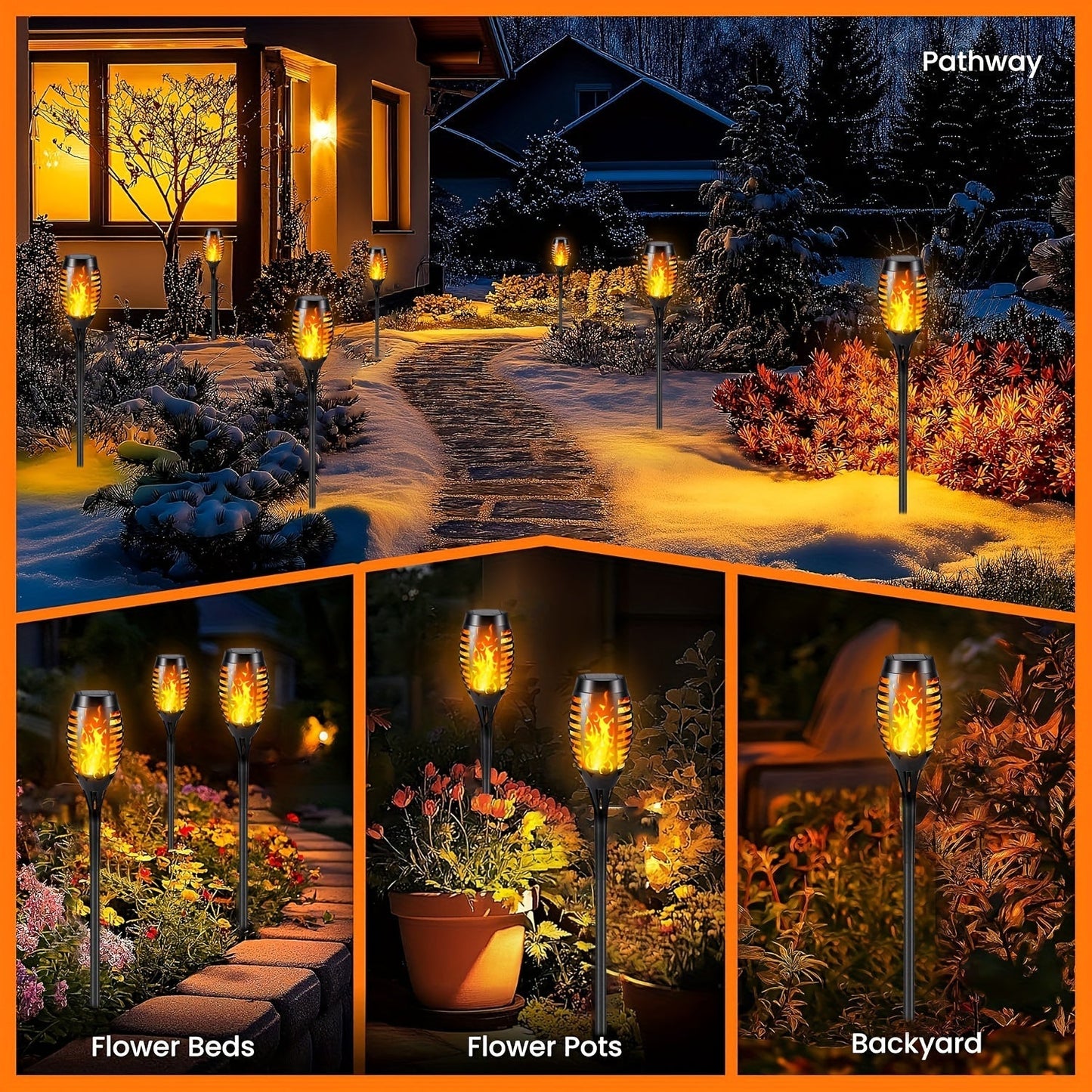 Warm Ambient Outdoor Solar Pathway Lights
