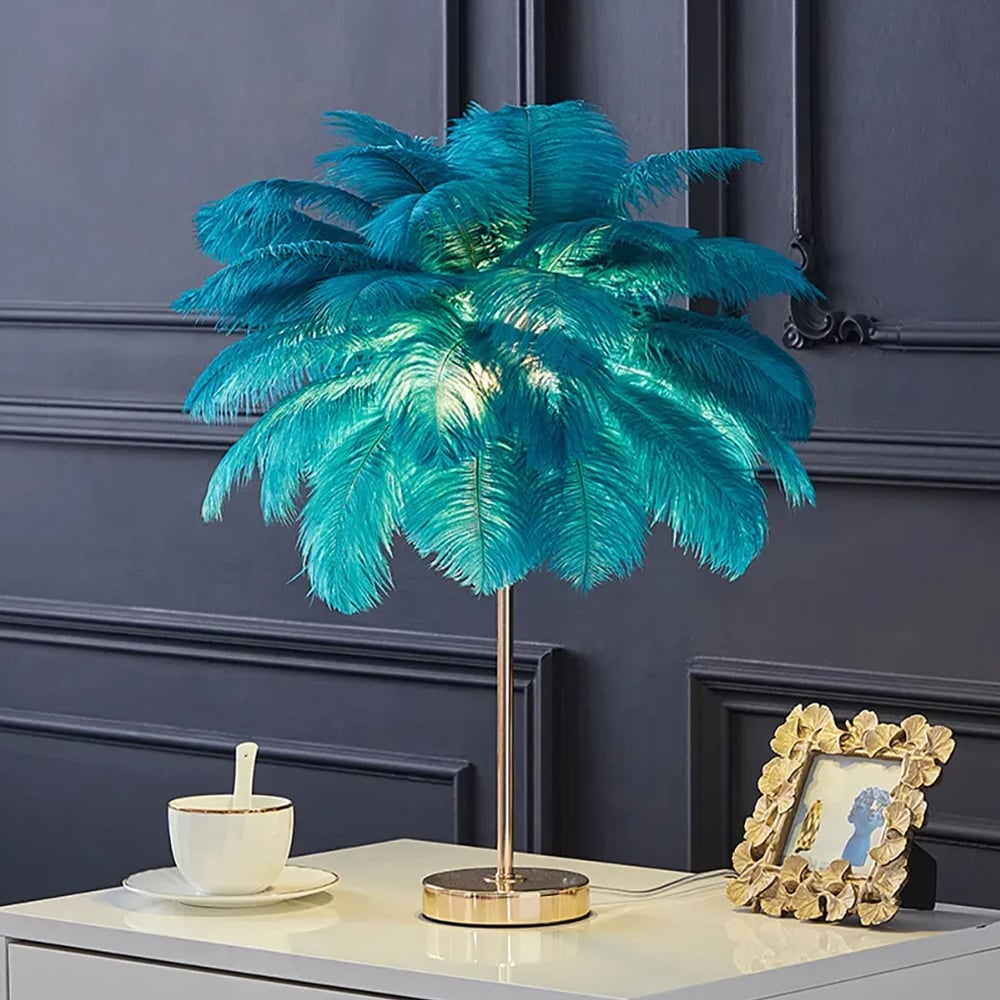 Luxury Gold Feather Desk Lamp Soft Lighting