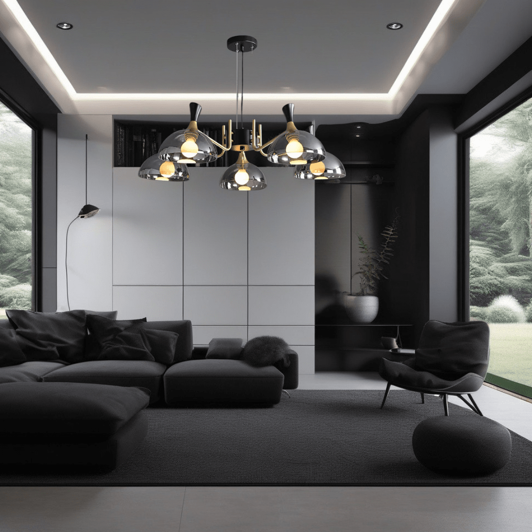Modern Black Glass LED Chandelier