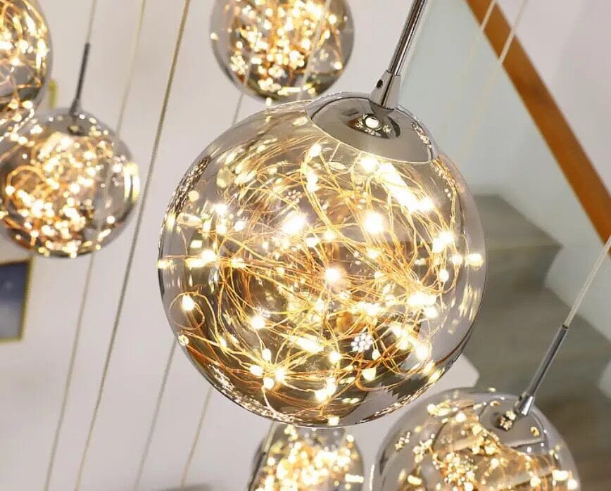 Elegant Glass Globe Stairway Lighting Fixture