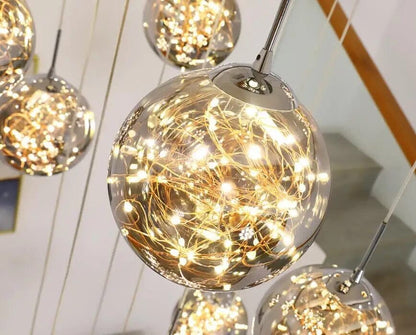 Elegant Glass Globe Stairway Lighting Fixture