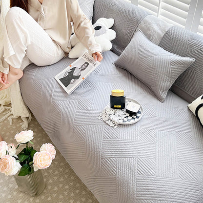 Simple Neutral Fabric Sofa Slipcover