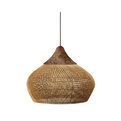 Rustic Woven Rattan Pendant Light with Natural Shade