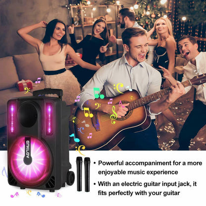 Wireless Karaoke Machine With Microphone And Wheels