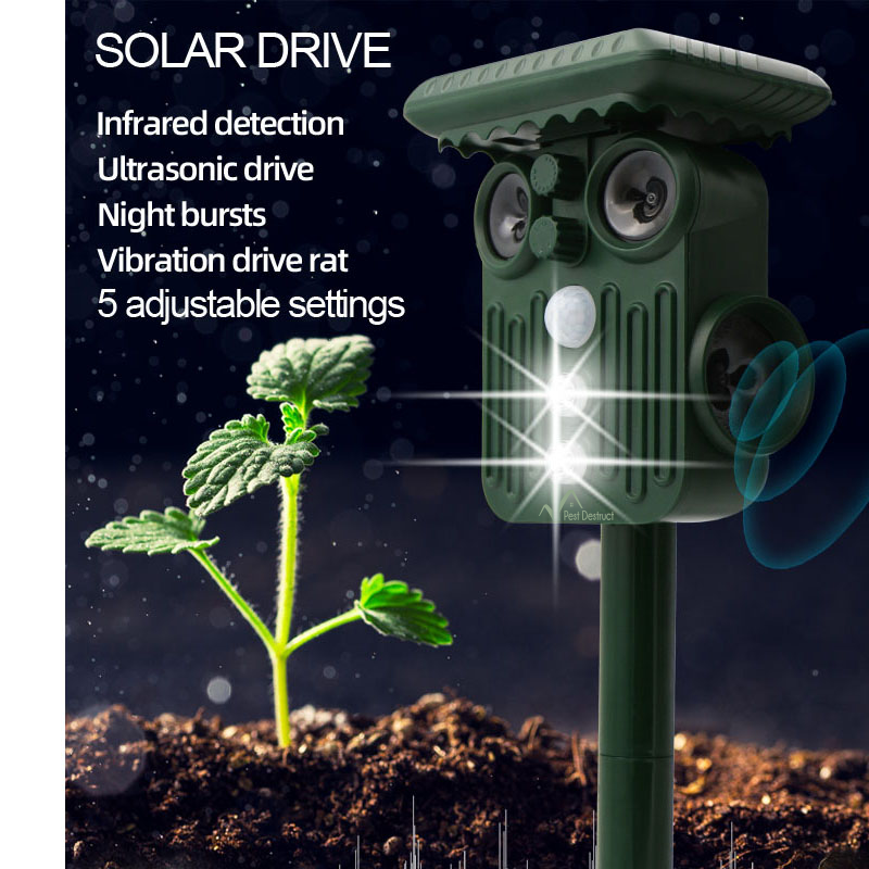 Outdoor Solar Powered Deer Repellent, 5 Modes, Waterproof